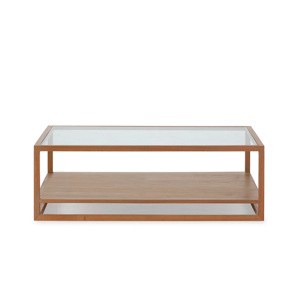 MESA DE CENTRO RECTANGULAR MADERA CEDRO/CRISTAL