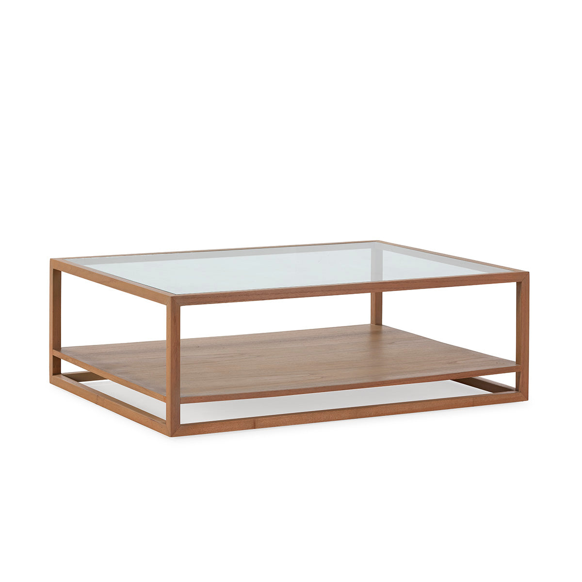 MESA DE CENTRO RECTANGULAR MADERA CEDRO/CRISTAL