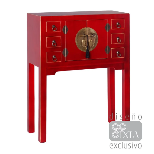 CONSOLA CHINA ROJA 2 puertas y 6 cajones