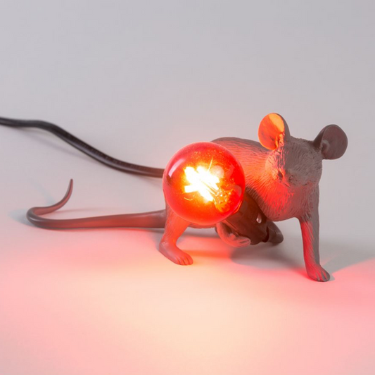 LÁMPARA MOUSE GRAY RED BULB